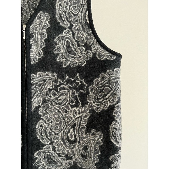 Vintage Wool Paisley Zip Up Vest Gray Size Large - Picture 4 of 5